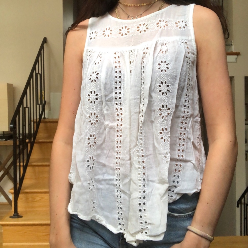 White eyelet tank top